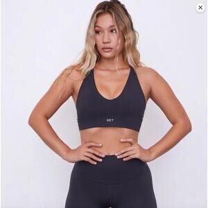 SET ACTIVE Luxform Racer V Bra Size Small Locker Navy EUC